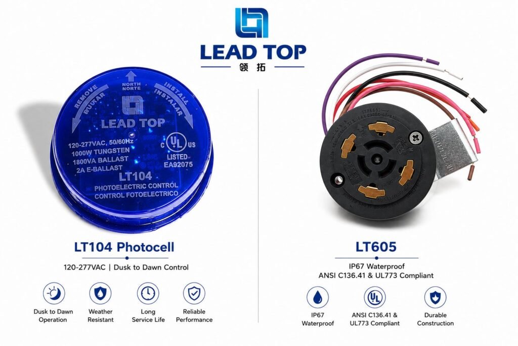 lt104 electronic photocontrol l + lt605 ansi c136.41 receptacle