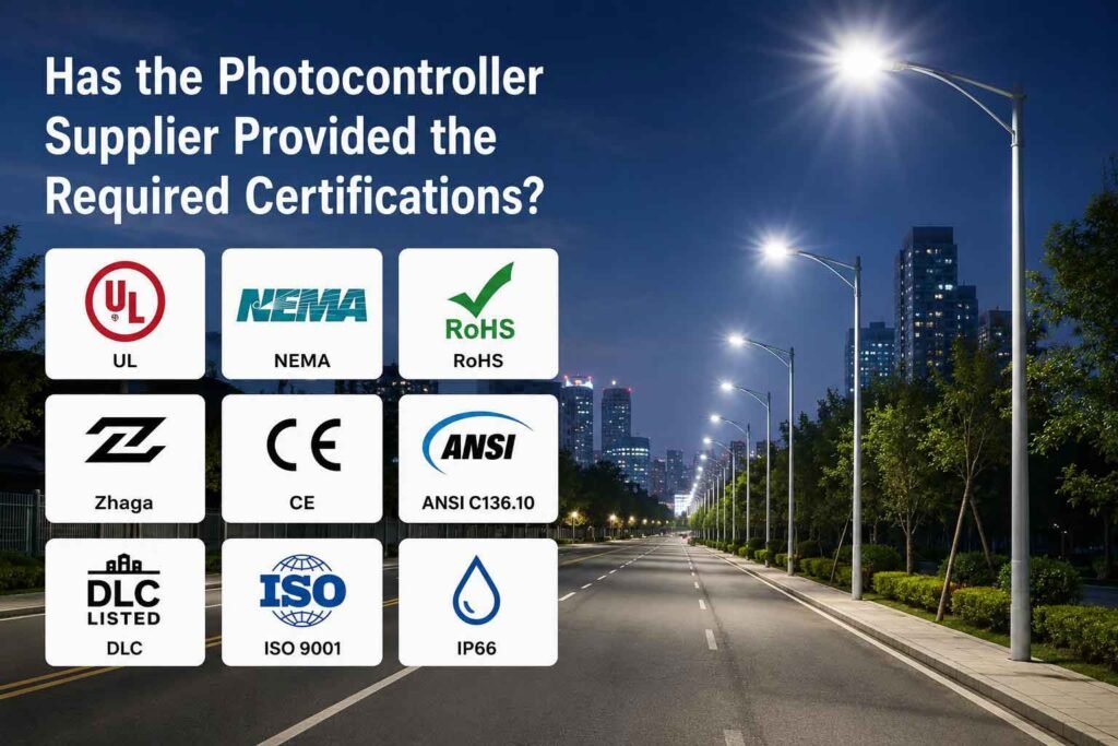 O fornecedor do fotocontrolador forneceu as certificações necessárias?
